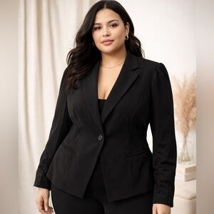 Torrid Black Cropped Blazer Size 2 | Open Front Career Jacket
